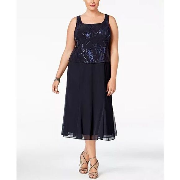 ALEX EVENINGS Sequin Mock Two-Piece Dress size 18 NWOT - Picture 1 of 12